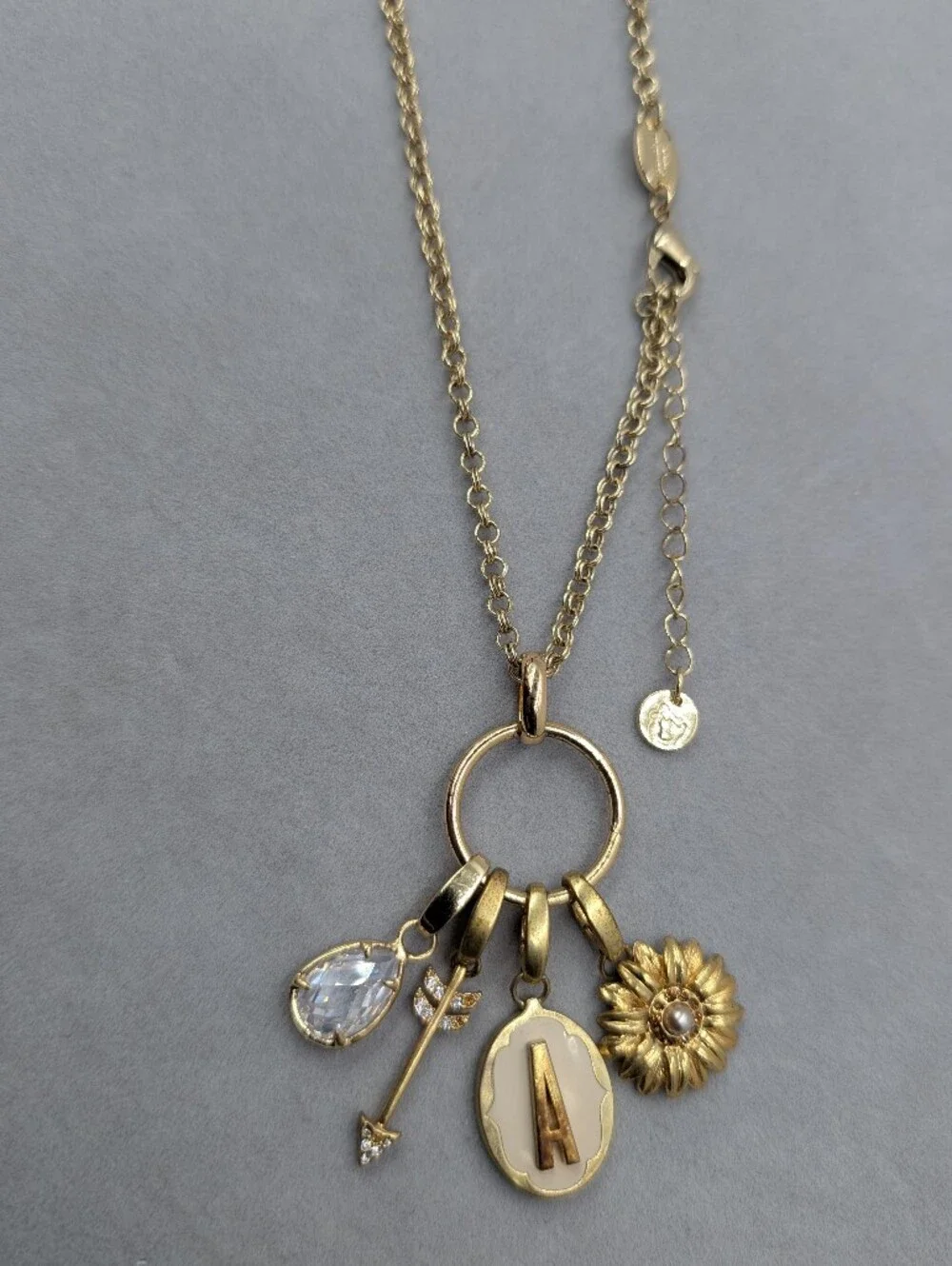 Spartina 449 Collector Charm Necklace Initial A 4 Removable Charms | 0247